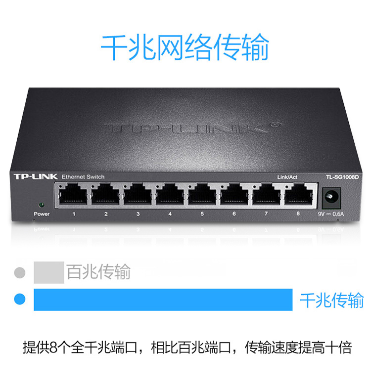 TP-LINK TL-SG1008D 8口千兆以太網(wǎng)交換機(jī)