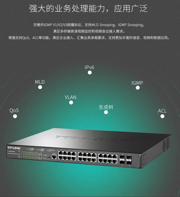 TP-LINK TL-SH5428PE 萬兆上聯(lián)三層網(wǎng)管PoE交換機(jī)