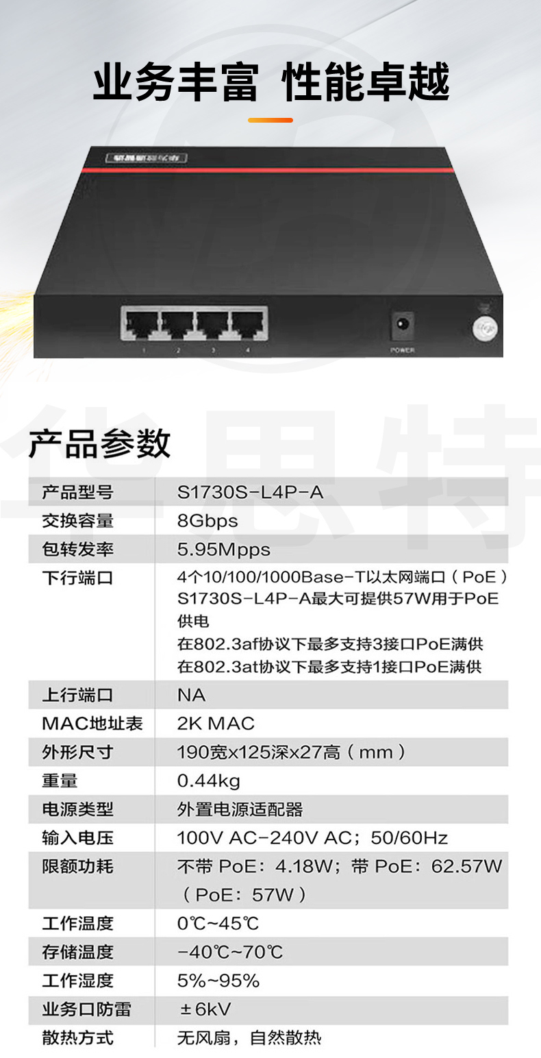 華為數(shù)通智選 S1730S-L4P-A 4口poe千兆交換機(jī)